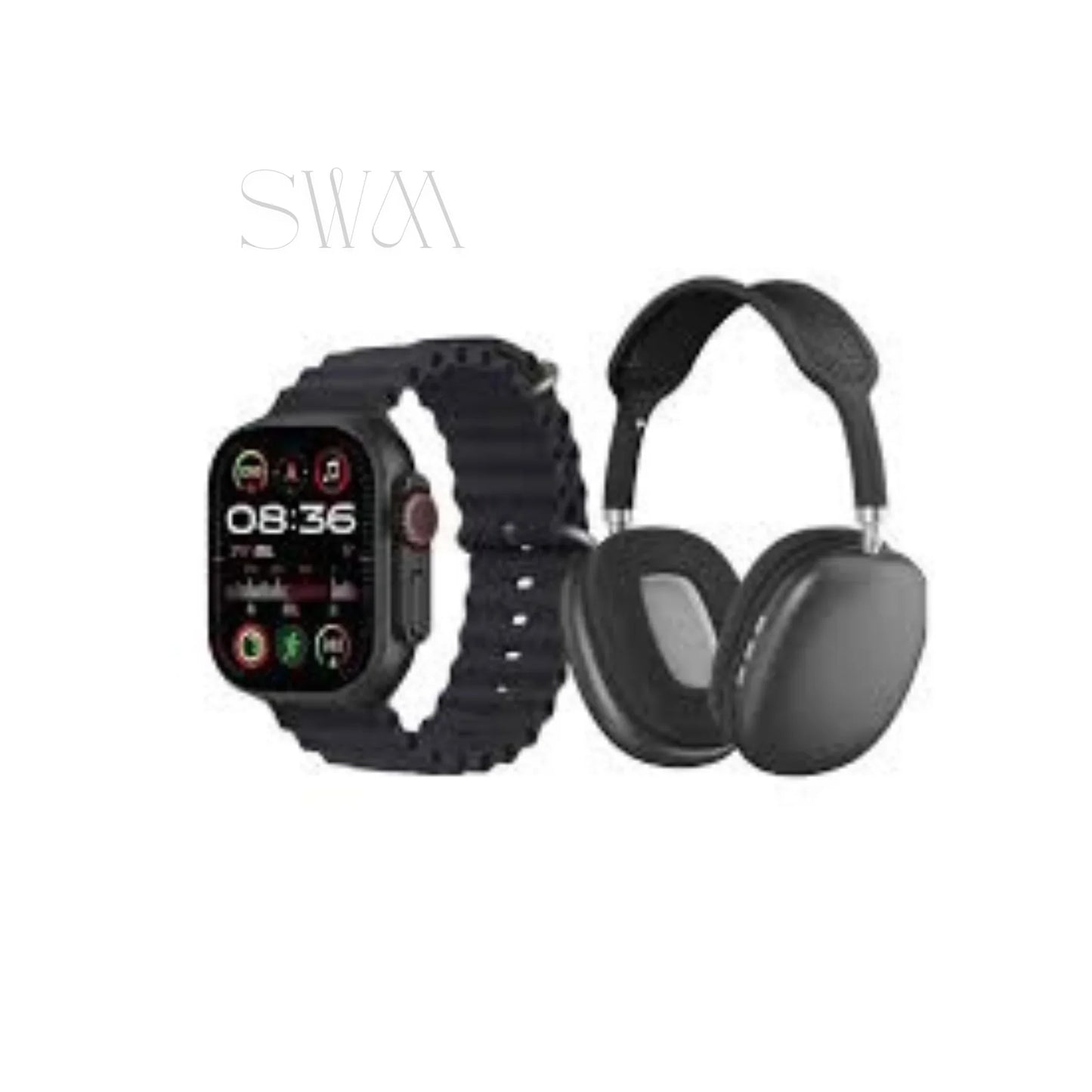 P9 Ultra 2 Smartwatch Combo – 2.2" Super AMOLED Display, Bluetooth Headphones & 9 Stylish Bands Experience the Future on Your Wrist and in Your Ears - smart watch