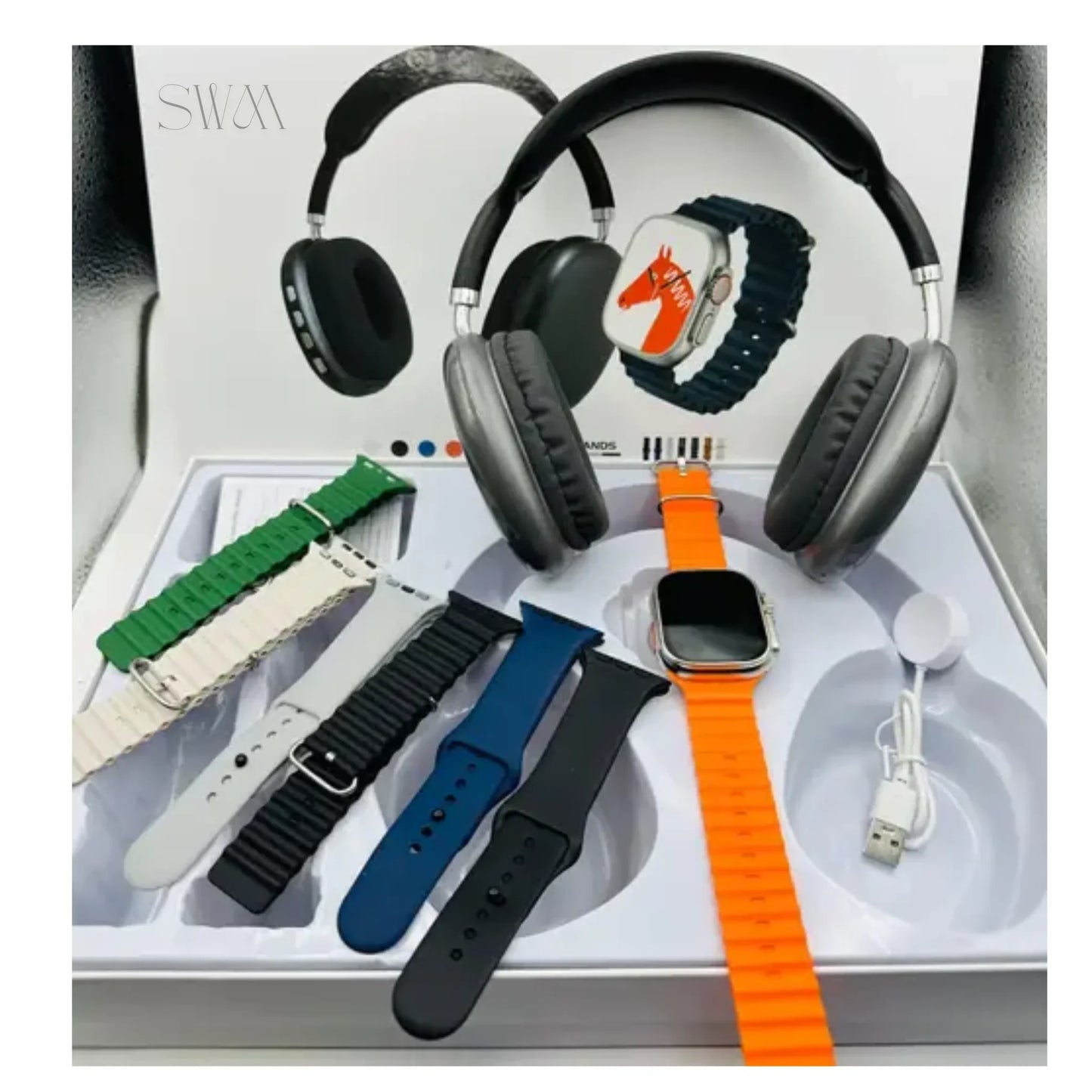 P9 Ultra 2 Smartwatch Combo – 2.2" Super AMOLED Display, Bluetooth Headphones & 9 Stylish Bands Experience the Future on Your Wrist and in Your Ears - smart watch