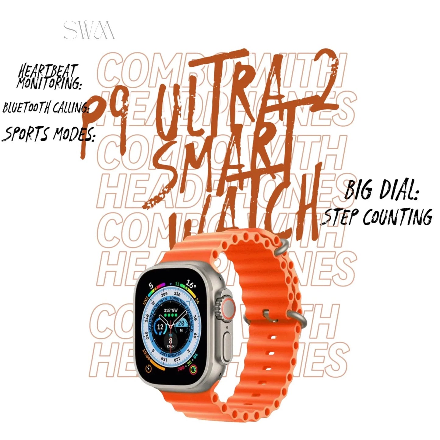 P9 Ultra 2 Smartwatch Combo – 2.2" Super AMOLED Display, Bluetooth Headphones & 9 Stylish Bands Experience the Future on Your Wrist and in Your Ears - smart watch