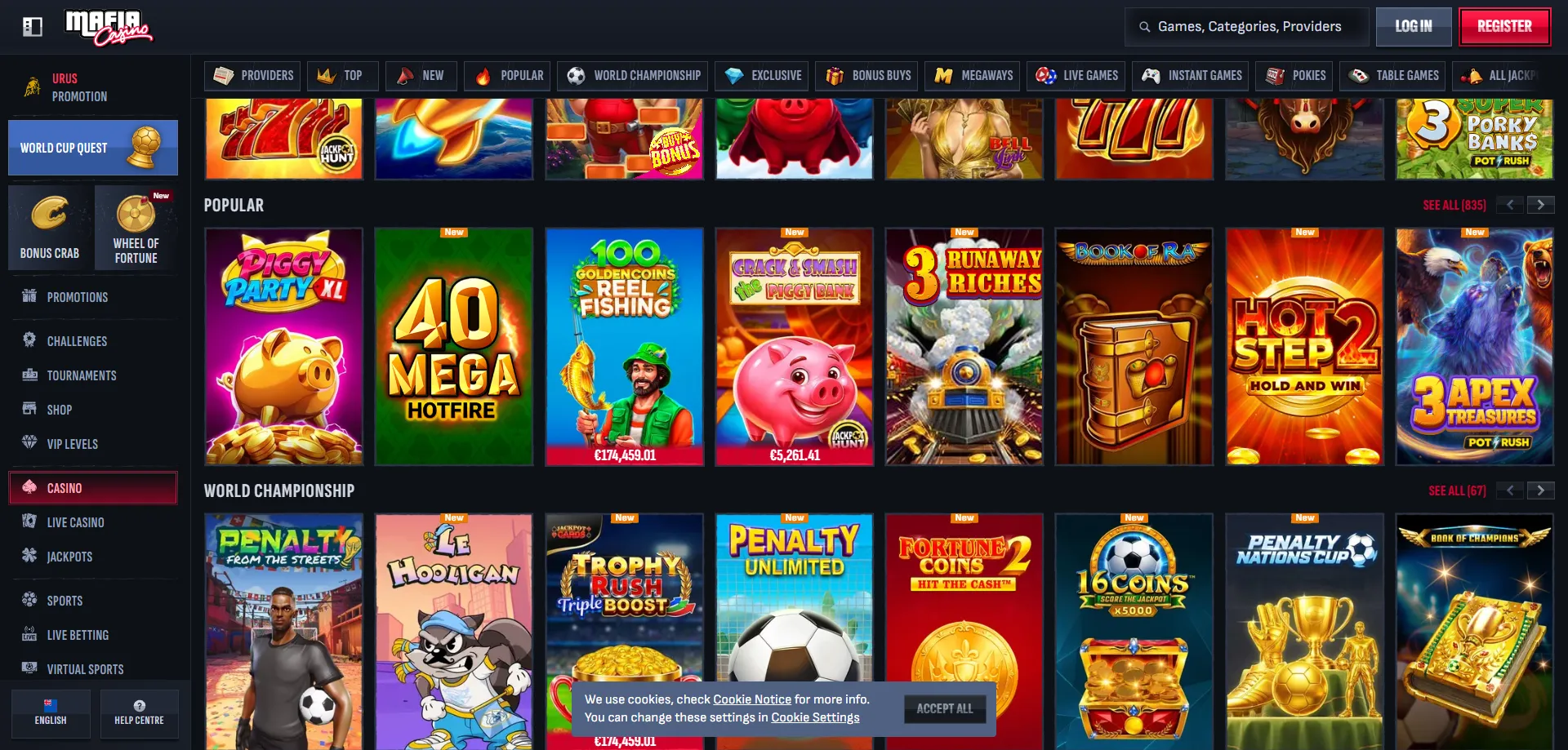Mafia Casino NZ slot games &mdash; 4000+ pokies and table games
